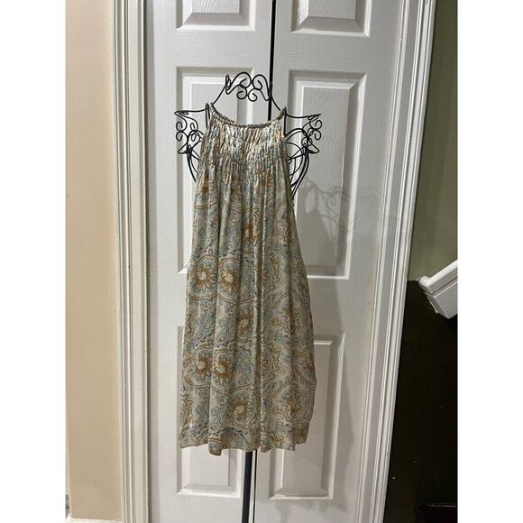 ZARA MINI DRESS TUNIC 100% SILK SMOCKED NECK HALTER PAISLEY
SZ M COTTAGECORE - Picture 15 of 16